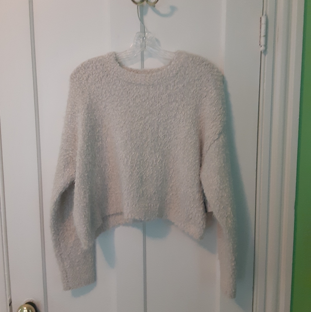 Women's Ivory  Knit Crop Sweater